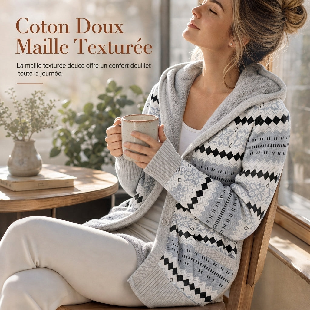 🔥 50% de réduction 🔥Pull à capuche mi-long en maille pour femme, doublure en coton