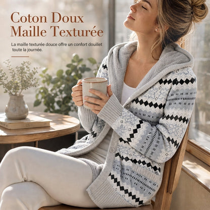 🔥 50% de réduction 🔥Pull à capuche mi-long en maille pour femme, doublure en coton