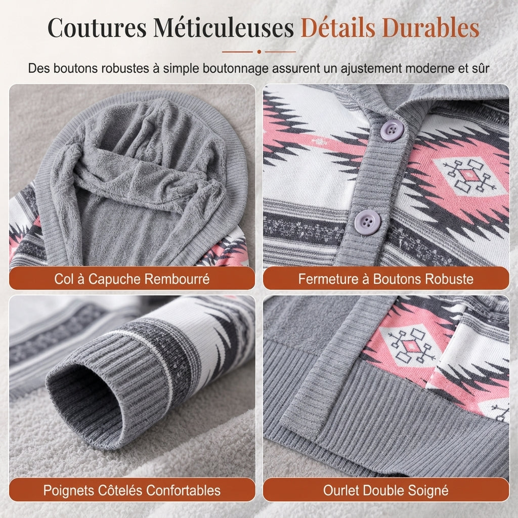 🔥 50% de réduction 🔥Pull à capuche mi-long en maille pour femme, doublure en coton