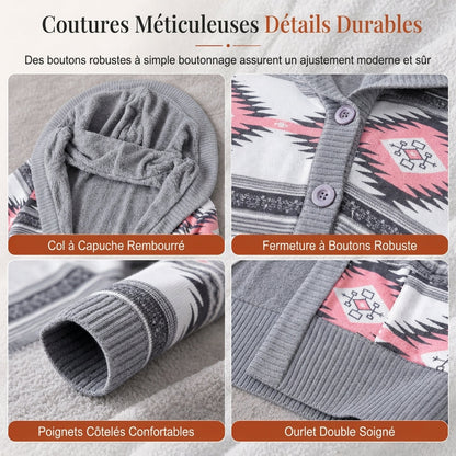 🔥 50% de réduction 🔥Pull à capuche mi-long en maille pour femme, doublure en coton