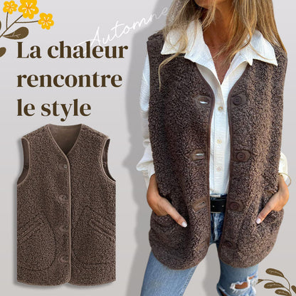 🔥 50% de réduction 🔥Gilet Court Chaud à Boutons pour Femme en Automne