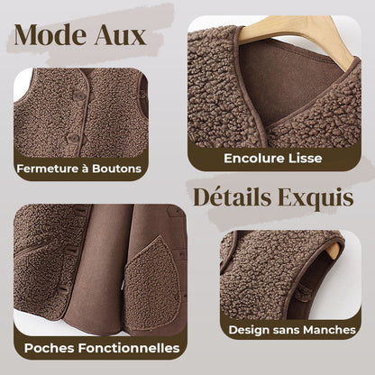 🔥 50% de réduction 🔥Gilet Court Chaud à Boutons pour Femme en Automne