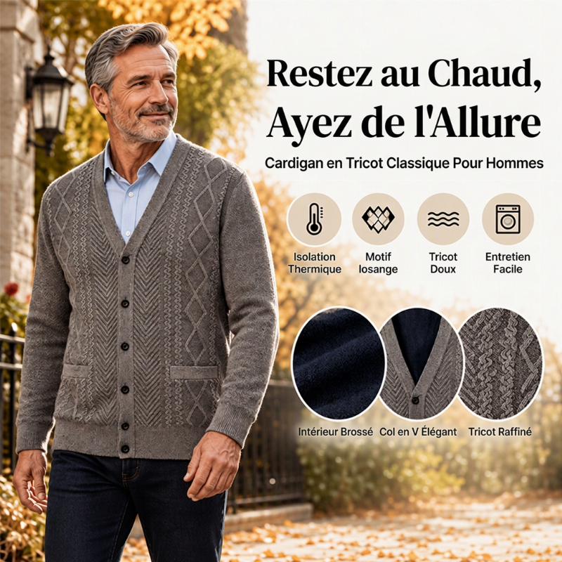 🔥 50% de réduction 🔥Cardigan Chaud Classique pour Homme