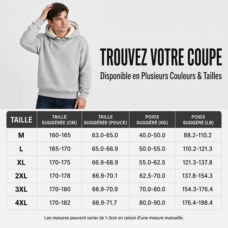 🔥 50% de réduction 🔥Hoodie homme épaissi avec doublure sherpa