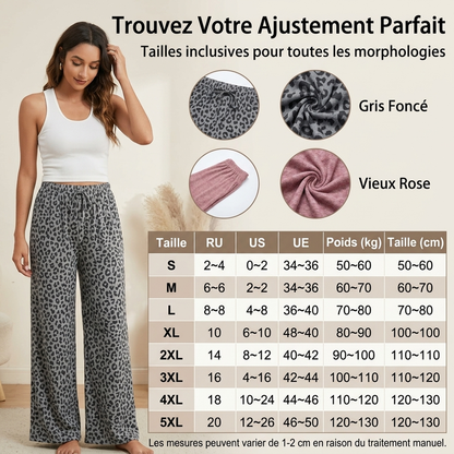 🎁Soldes ! Prix cassés🌍Pantalon de survêtement décontracté à larges jambes et imprimé léopard pour femme
