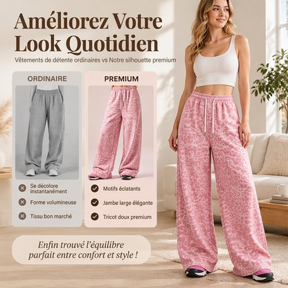 🎁Soldes ! Prix cassés🌍Pantalon de survêtement décontracté à larges jambes et imprimé léopard pour femme
