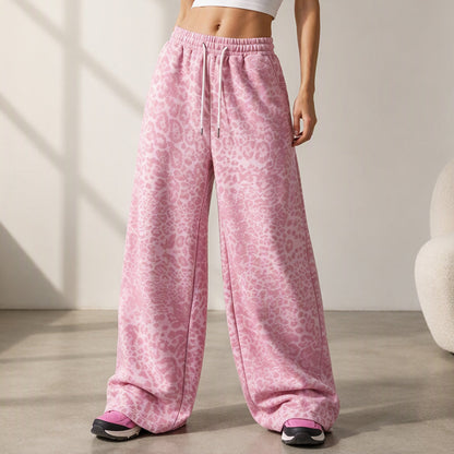 🎁Soldes ! Prix cassés🌍Pantalon de survêtement décontracté à larges jambes et imprimé léopard pour femme