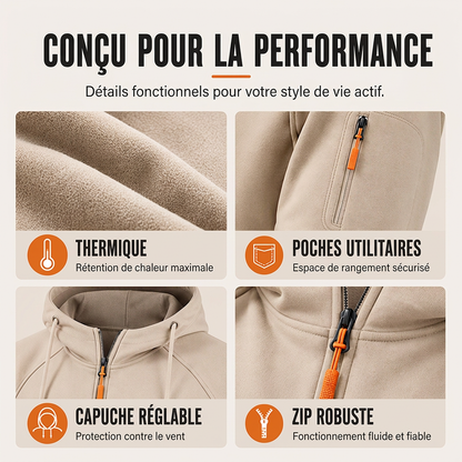 Sweat à capuche décontracté pour homme avec quart de zip