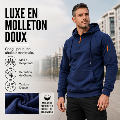 Sweat à capuche décontracté pour homme avec quart de zip