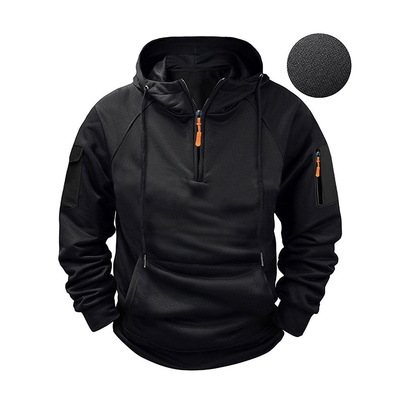 Sweat à capuche décontracté pour homme avec quart de zip