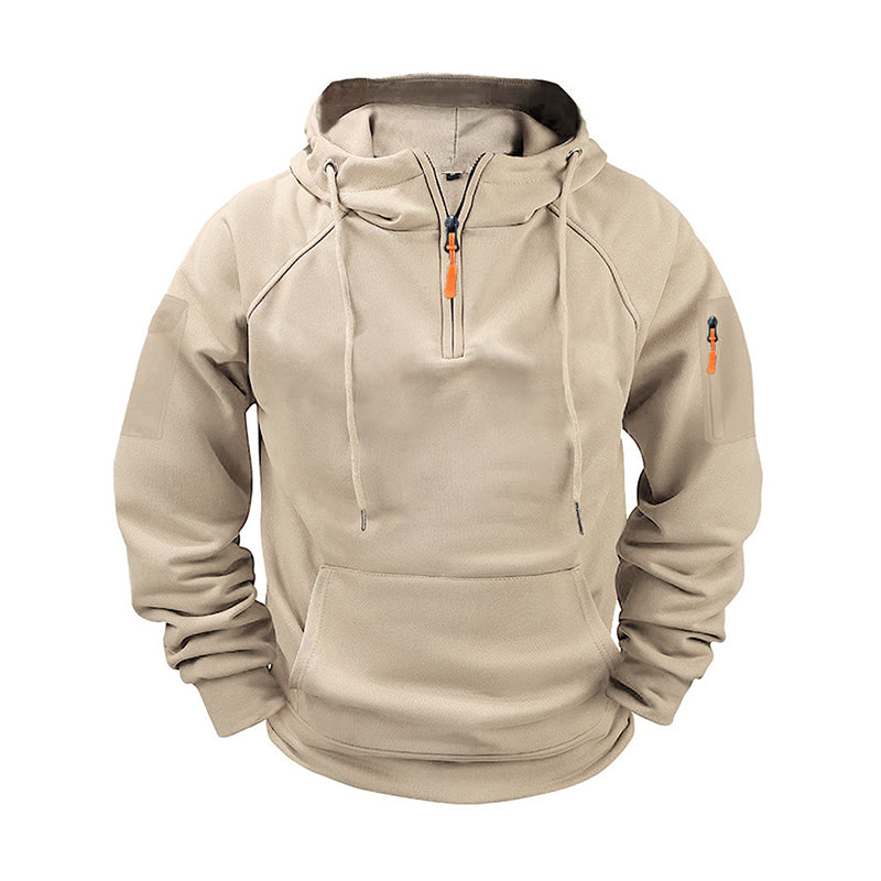 Sweat à capuche décontracté pour homme avec quart de zip