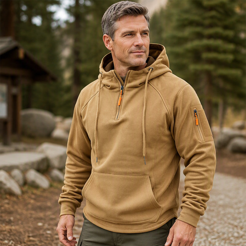 Sweat à capuche décontracté pour homme avec quart de zip