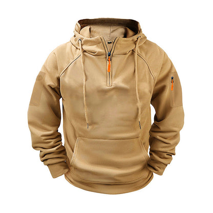 Sweat à capuche décontracté pour homme avec quart de zip
