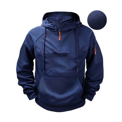 Sweat à capuche décontracté pour homme avec quart de zip