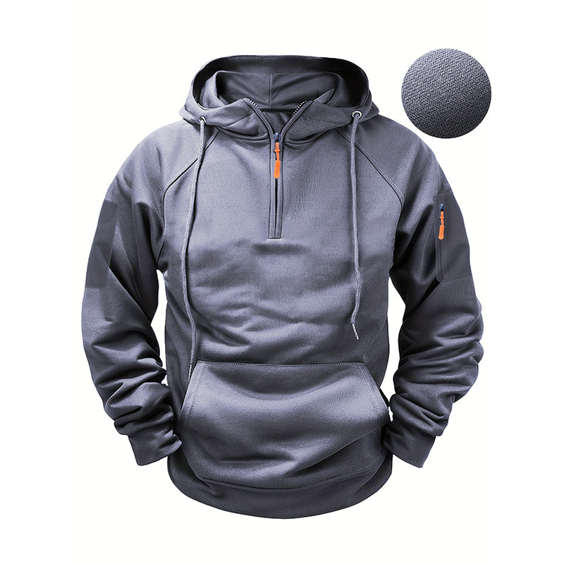 Sweat à capuche décontracté pour homme avec quart de zip