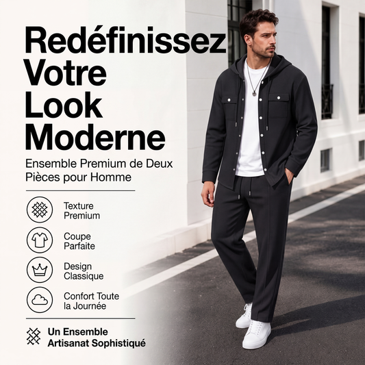 Ensemble veste à capuche en gaufre et pantalon décontracté pour homme