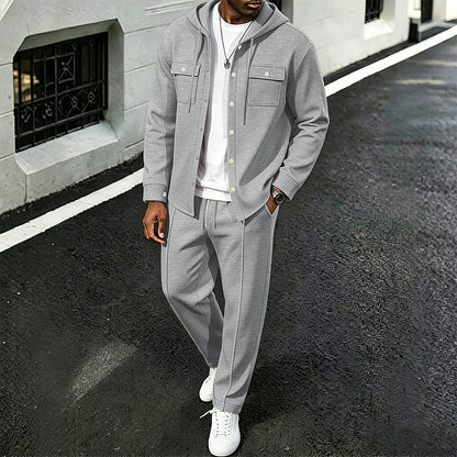 Ensemble veste à capuche en gaufre et pantalon décontracté pour homme