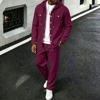 Ensemble veste à capuche en gaufre et pantalon décontracté pour homme