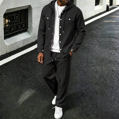 Ensemble veste à capuche en gaufre et pantalon décontracté pour homme
