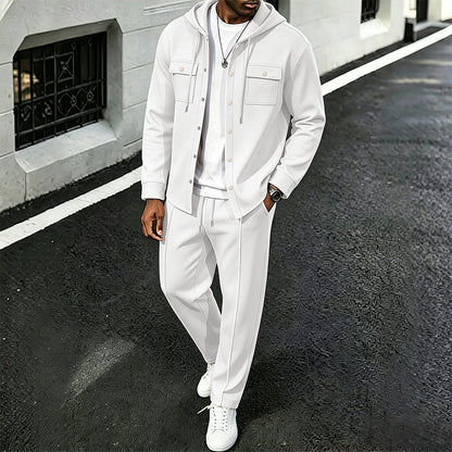 Ensemble veste à capuche en gaufre et pantalon décontracté pour homme