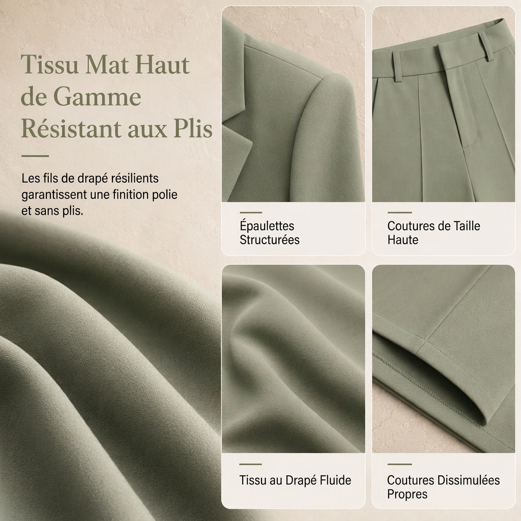 Ensemble deux pièces élégant avec blazer cintré et pantalon large décontracté