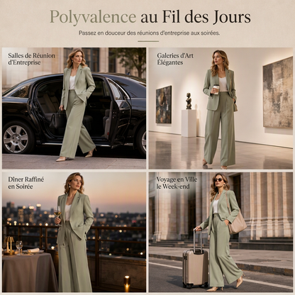 Ensemble deux pièces élégant avec blazer cintré et pantalon large décontracté