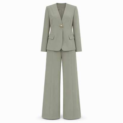 Ensemble deux pièces élégant avec blazer cintré et pantalon large décontracté