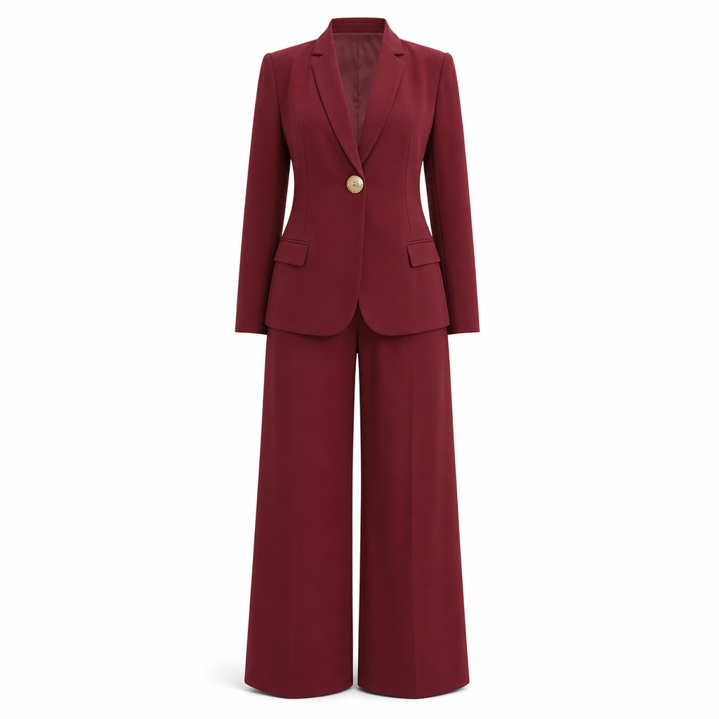 Ensemble deux pièces élégant avec blazer cintré et pantalon large décontracté