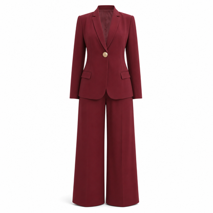 Ensemble deux pièces élégant avec blazer cintré et pantalon large décontracté