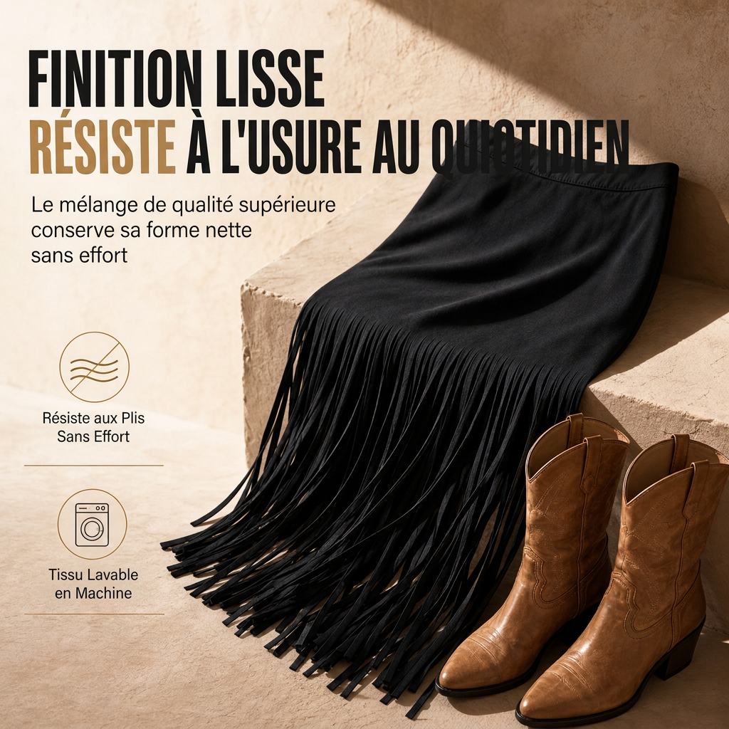 Jupe élastique à franges pour femmes, jupe polyvalente et tendance pour le printemps et l'automne
