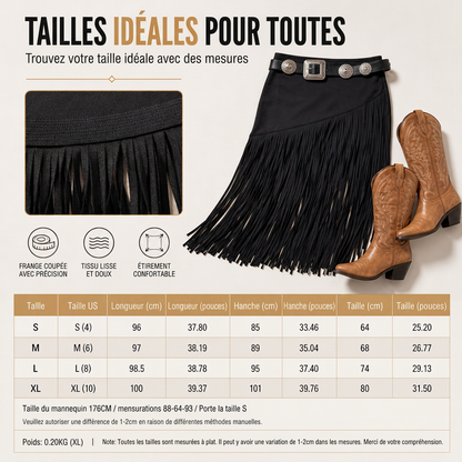 Jupe élastique à franges pour femmes, jupe polyvalente et tendance pour le printemps et l'automne