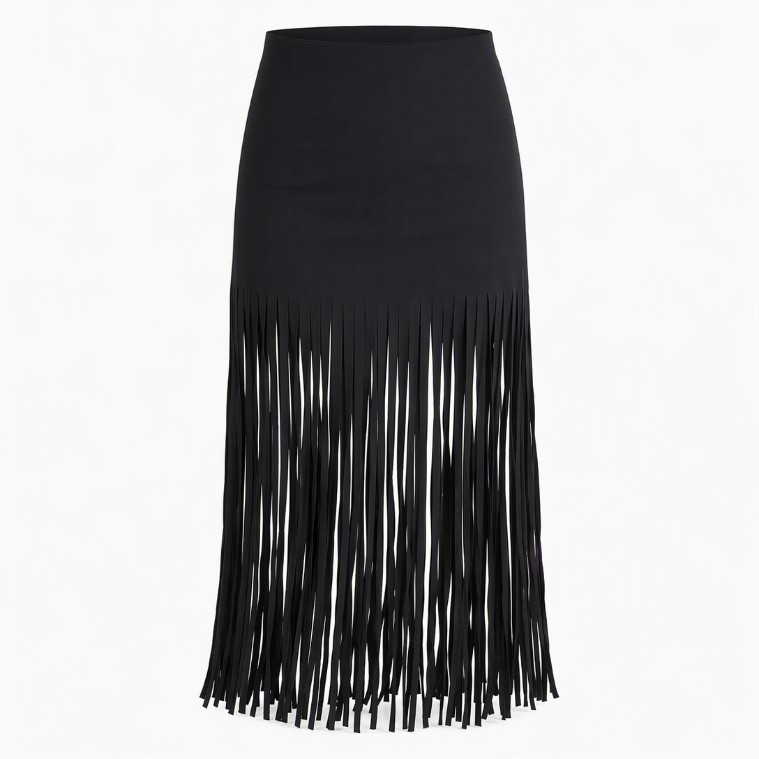 Jupe élastique à franges pour femmes, jupe polyvalente et tendance pour le printemps et l'automne