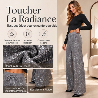 🔥 50% de réduction 🔥Pantalon large à paillettes scintillantes pour femme