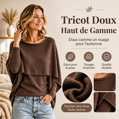 Haut élégant à col rond avec châle drapé 2 pièces pour femmes