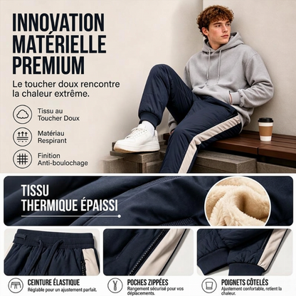 Pantalon thermique coupe-vent pour homme avec poignets élastiques