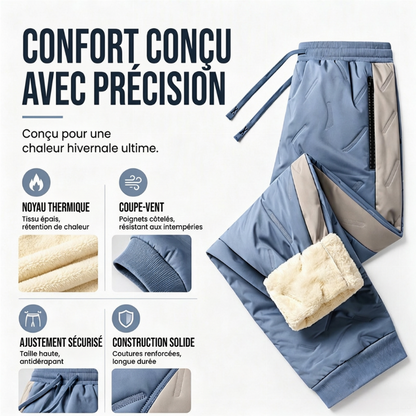 Pantalon thermique coupe-vent pour homme avec poignets élastiques