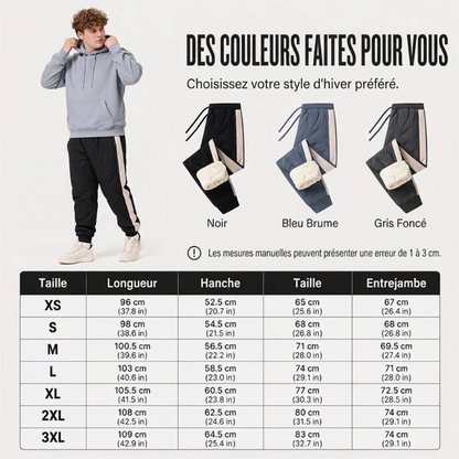 Pantalon thermique coupe-vent pour homme avec poignets élastiques