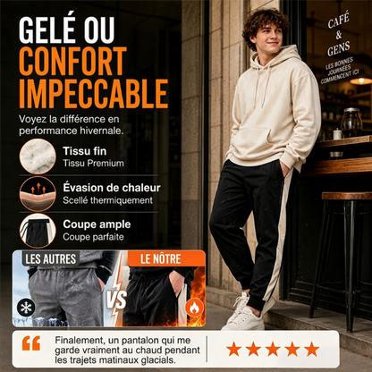Pantalon thermique coupe-vent pour homme avec poignets élastiques