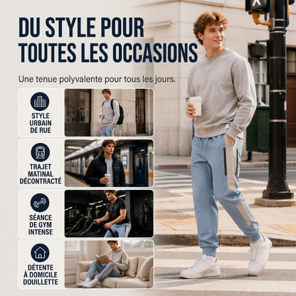 Pantalon thermique coupe-vent pour homme avec poignets élastiques
