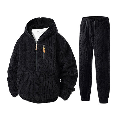 Ensemble à capuche en maille torsadée douce d'hiver pour homme