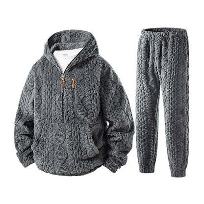 Ensemble à capuche en maille torsadée douce d'hiver pour homme