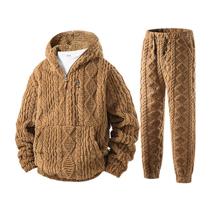 Ensemble à capuche en maille torsadée douce d'hiver pour homme