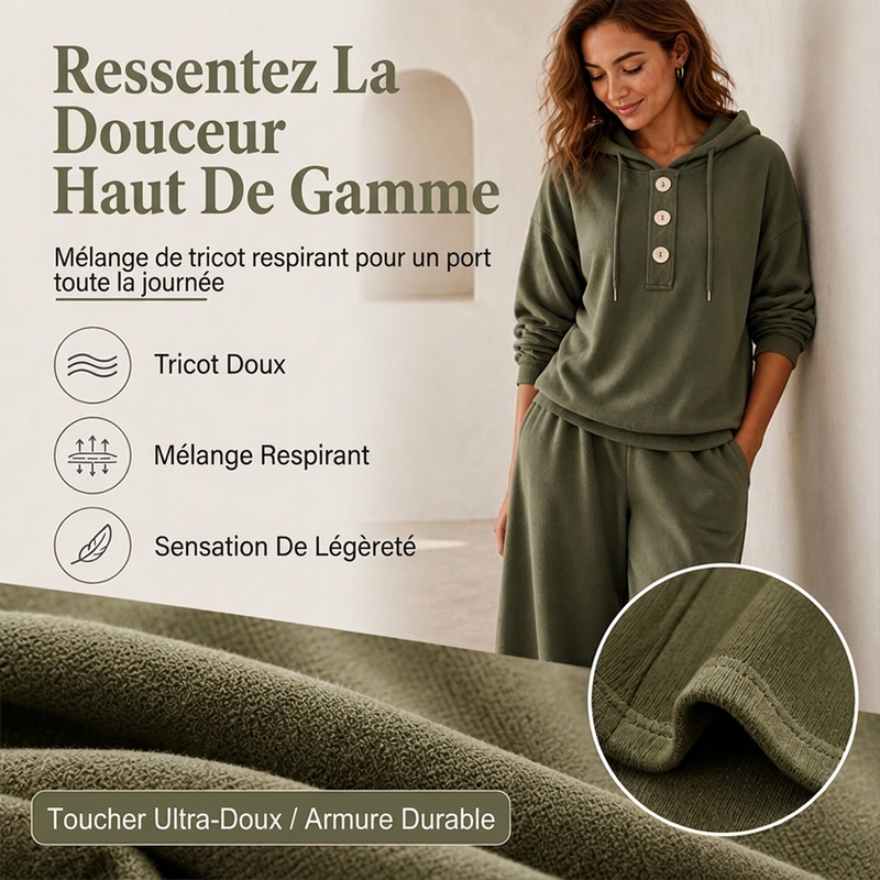 Ensemble décontracté femme : sweat à capuche et pantalon de salon