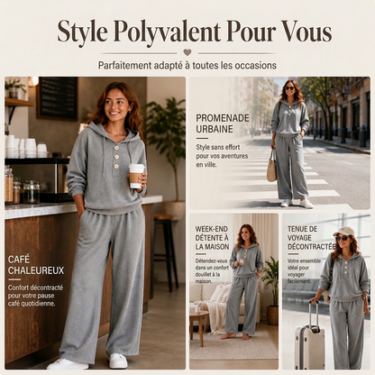 Ensemble décontracté femme : sweat à capuche et pantalon de salon
