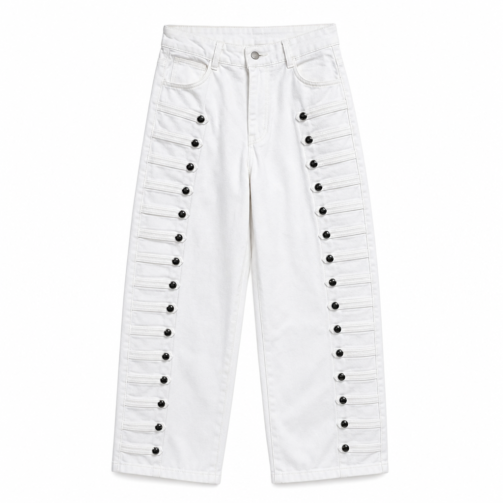 Jeans rétro taille haute pour femme à jambe courbe
