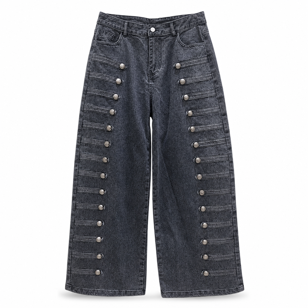 Jeans rétro taille haute pour femme à jambe courbe
