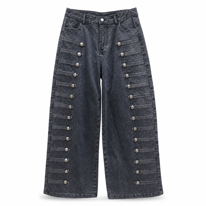 Jeans rétro taille haute pour femme à jambe courbe