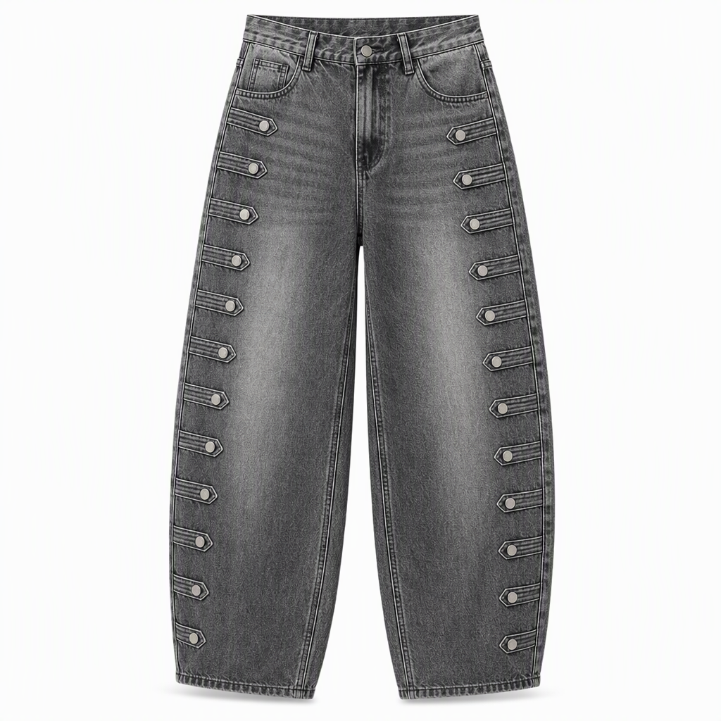 Jeans rétro taille haute pour femme à jambe courbe