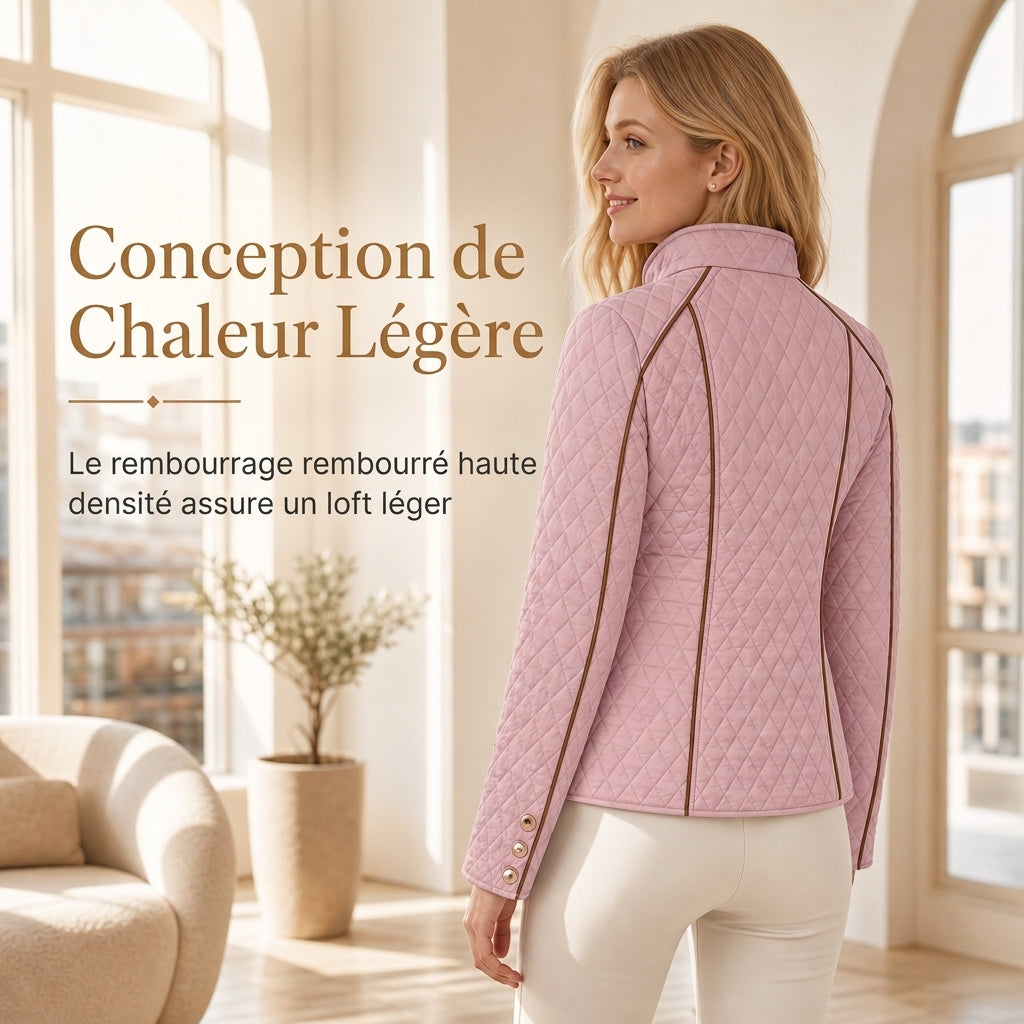 Manteau matelassé léger pour femme, avec col montant et fermeture éclair, adapté au printemps et à l'hiver