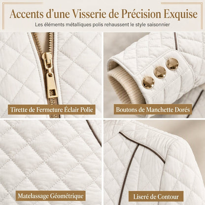 Manteau matelassé léger pour femme, avec col montant et fermeture éclair, adapté au printemps et à l'hiver
